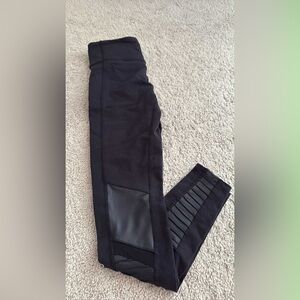 ALO Black Moto Leggings with Faux Leather Accents